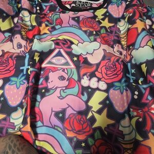 Colorful Graphic T-Shirt with Unicorn and Rainbow